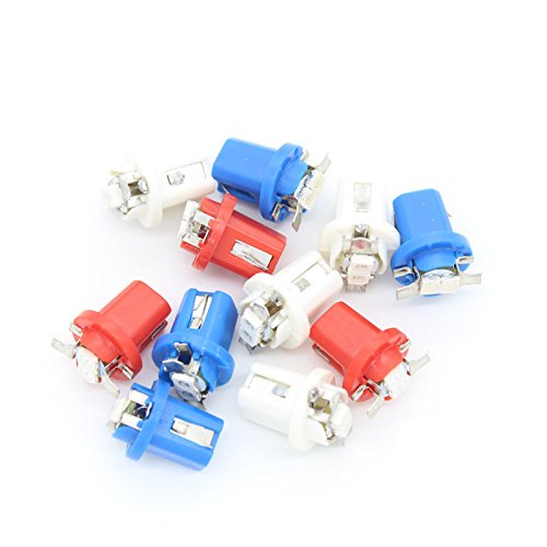 DC24V DongZhen B8.5D 3528 2 LED 0.3W 6000-6500K Dashboard Instrument Panel Lamp Bulb Light Interior Replacement Part (10 x blue)