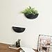 MyGift 12 Inch Matte Black Ceramic Half-Moon Wall Mounted Planter, Set of 2thumb 2