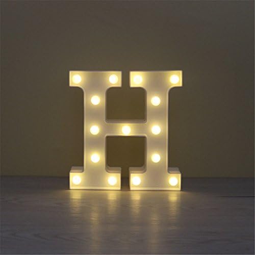 Alphapet Decorative Light Up Sign Led Letters Lights Decoration For Festival Party Wedding Holiday（H Warm White&amp;Battery Operated） (H)