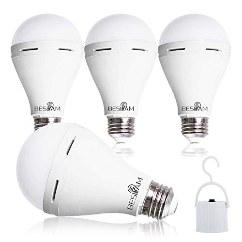 BESLAM Rechargeable Emergency LED Bulb with Battery Backup, SelfCharging Camping Light Bulbs