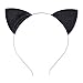 Mudder Glitter Cat Ears Headbands Cats Ear Hair Hoops Clasps for Party and Daily Wearing, Black and Silver, 2 Pieces