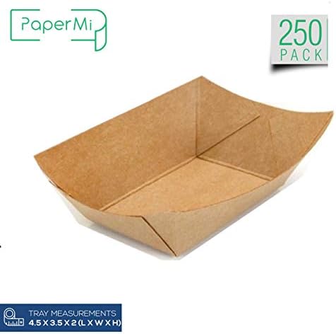 Brown Kraft Paper Food Tray, Mini Size Tray, Eco-Friendly Kraft Take Out Food Trays USA Made, FDA Approved Recyclable & Biodegradable, Convenient for All Event: Party, Camping, Carnival, BBQ(50pcs)