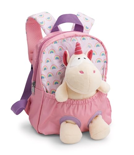 62691 - Mochila con Peluche, 21 x 26 cm, Unicornio de 25 cm, Rosa, Peluche Desmontable, Suave y Esponjoso,Mochila Infantil para guardería para niños y niñas de 2 a 5 años
