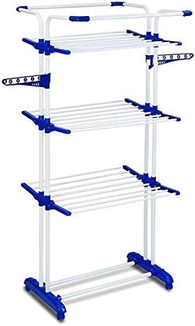 Saimani 3 Poll 3 Layer Clothes Hanger Drying Rack Portable Garment Cloth Dryer (Lifetime Warranty*Made in India) (Blue, Orange) Color as per Availability