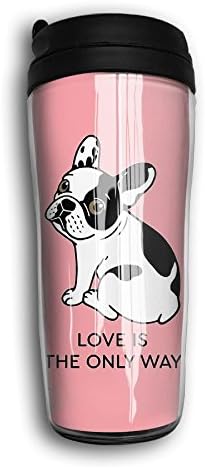 RESS TGR French Bulldog Love Travel Coffee Mug Milk Coffee Cup Plastic Travel Mug,350ml