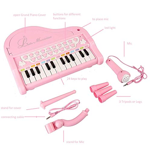 image for Lightahead 1505B Mini Musical Grand Piano Keyboard for Kids 24 Keys Mu