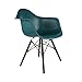 Poly and Bark Eames Style Molded Plastic Dowel-Leg Armchair (DAW) Walnut Legs, Teal, Set of 2