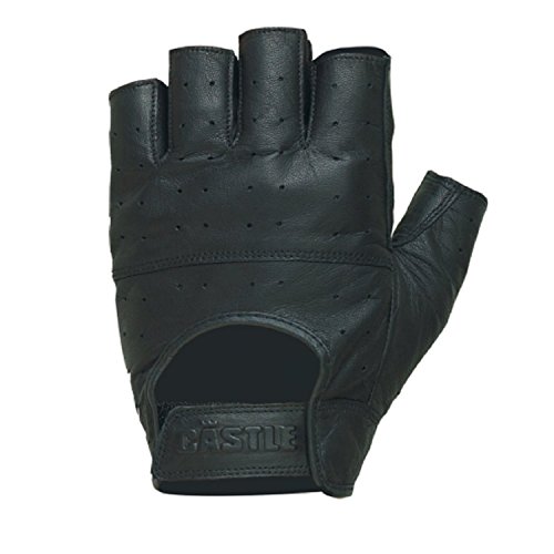 Castle Gel Fingerless Leather Motorcycle Gloves Black 3XL