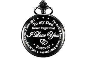 Hicarer Dad Gift from Daughter to Father Engraved Pocket Watch - No Matter How Much Time Passes, I Will Always Be Your Little Girl