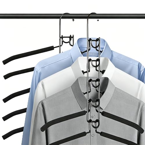 LUKANATO Ganchos para Ropa, 2 Piezas Ganchos para Pantalones Multicapa Desmontable, Perchas Plegables Multifuncionales para Jerseys, Camisas y Trajes