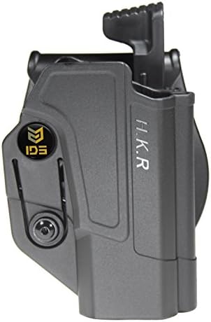 IDS tactical Holster for Heckler & Koch USP 45, H&K USP 9mm and HK USP 45 (Full Size Only) retention adjustment 360 ROTO paddle polymer gun pistol w Level 2 Thmub release safety Holster
