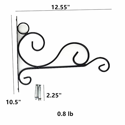 DODXIAOBEUL Set of 2 Vintage Style Wall-mounted plant Bracket Metal Potted Plant Hanging 12.5" Indoor Outdoor Flower Pots Holder Rack or Lighting Lamps Hanging for Home Garden Studios Black