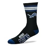 NFL 4 Stripe Deuce Crew Socks Mens-Detroit Lions-Size Large(10-13)
