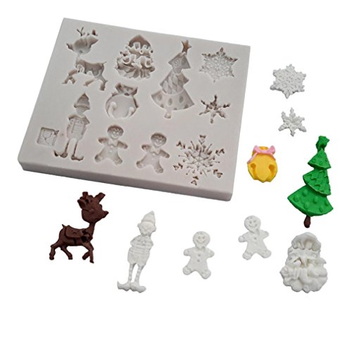 KingWo 3D Christmas Fondant Cake Chocolate Sugarcraft Mold Xmas Silicone Baking Mold (C)
