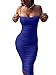 GOBLES Women's Sexy Spaghetti Strap Sleeveless Bodycon Mid Club Dress (M, Royalblue)