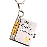 Lammusd My Dearest Daughter Book Necklace – Letter for My Daughter with 6-Page Message Book, Openable Pendant & Adjustable Chain, Sentimental Jewelry Gift