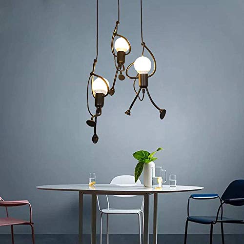 Industrial Metal Pendant Light, Creative Cartoon Ceiling Light Fixture, Indoor Hanging Lamp, Modern Minimalist Lamps for Bedrooms Loft Study Restaurant Entryway Foyer, E27, Bulb not Included - Thumbnail 2