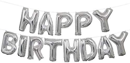Rock The Party Happy Birthday Set of 13 PCS Silver Balloons 16 INCHES