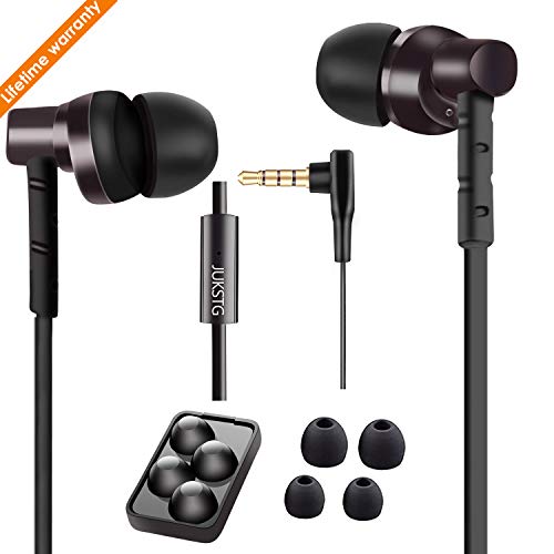 Earbuds,JUKSTG Noise Isolating Earphones With Microphone Wired Audio In-Ear Headsets Soft Comfortable Earbuds Headphones Compatible With iPhone 6/6Plus/iPhone5 /5Plus/Laptop/PC/Android,Black …