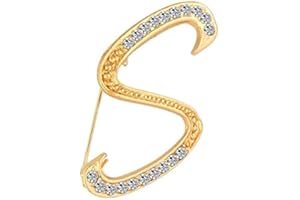 DSADKI A-Z Initial Pins 26 Letters Pins Gold Plated Metal Brooches - Clear Crystal Rhinestone Brooch Breastpin for Women