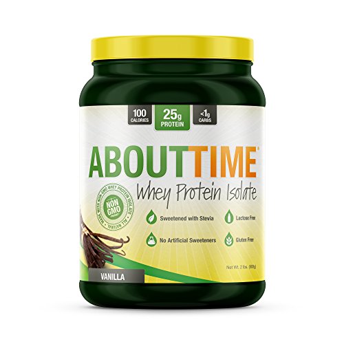 About Time Whey Isolate Protein, Non-GMO, All Natural, Lactose/Gluten Free, 24g of Protein Per Serving (Vanilla - 2 Pounds)