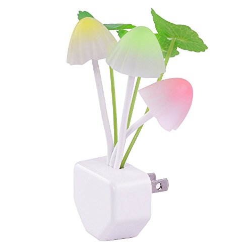 Color Changing Mushroom Night Light Plug In Led Lamp With Dusk to Dawn Sensor Nursery Nightlight For Kids Baby