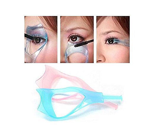 2PCS Women Lady Upper Lower Eyelash Mascara Guard Applicator Guide Template with Eyelash Comb Girls Plastic Eye Lash Assistant Helper Stencil Shaper for Beginners Cosmetic Makeup Tools - Thumbnail 3