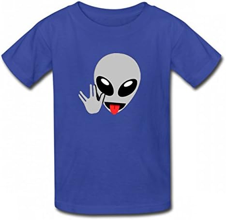 MNXBEST Alien Head Vulcan Hand Tshirt Printed Cotton T-Shirts Tops Logo Best Quality Boy Girl Tee Royal Blue
