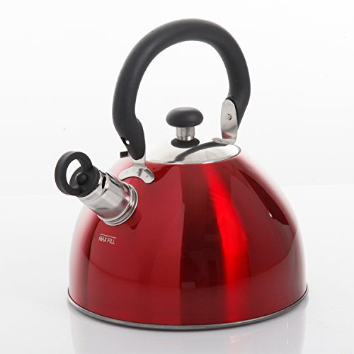 Coffee Morbern Quart Stainless Steel Tea Kettle, Red