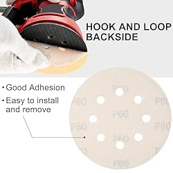 LotFancy Sanding Disc, 5 Inch 8 Hole, 110PCS 60 80