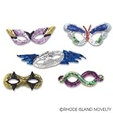 MASKS Dozen MARDIS GRAS Assorted Sequin Fun MASKS/Great For a Masquerade/Costume/Birthday/Halloween Party