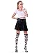Women’s Extra Long Striped Socks Over Knee High Opaque Stockings (Black & White)