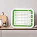 Learja Collapsible Dish Drying Rack, Small Folding Dish Rack, Portable Dish Drying Rack, Compact Dish Drainer for Kitchen, Camper, RV, Caravan, Travel Trailer (Green and White Without Drainer Board)
