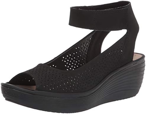 clarks wedge sandals black