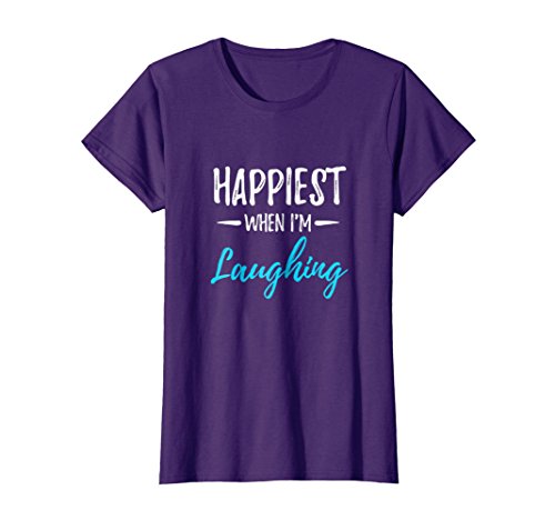 Womens Happiest When I’m Laughing T-Shirt Laughter Yoga Gift Idea Medium Purple