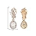 EleQueen Women's Austrian Crystal Art Deco Tear Drop Earrings Gold-tone Clear Clip-on