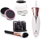 Complete Makeup Brush Cleaner and Dryer Kit by Alora Luxe - Electric Automated Spinner Cleaning Solution Tool - USB Rechargeable Brush Cleaner Machine with Color Removal Sponge: Bonus Makeup Brush