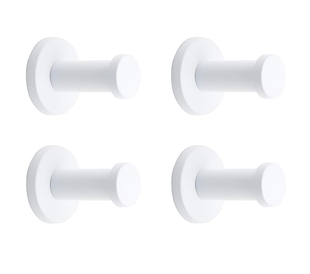 NELXULAS Classic White Stainless Steel Single Super Heavy Duty Wall Mount Hook, Coat Hanger, Bath Towel Hooks (2", 4 PCS)
