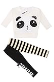 Zeagoo Baby Girl Batwing T-shirt Top+white Black Stripe Leggings Pants Panda Sets