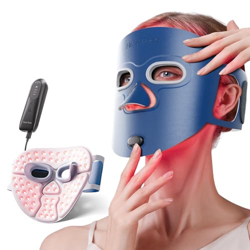 Hello Face Mascarilla LED Facial, Luz roja facial + infrarroja, 280 chips, batería integrada, Terapia de luz LED doméstica