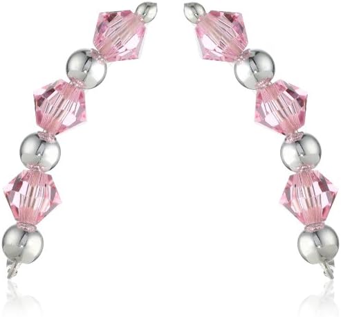 The Ear Pin "Swarovski Elements" Swarovski Crystal Pink Beaded Sterling Silver Clip-On Earrings
