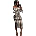 Women's Sexy Striped Off Shoulder Cocktail Party Midi Club Skirt Evening Slim Cocktai Dresses