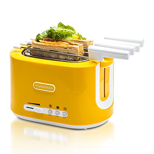 Click Here to See More Images Yellow 2-Slice Fully Automatic Toaster Stainless Steel With Dust Cover 3.8Cm Extra Wide Slots Removable Crumb Tray Auto Shut-Off High Lift Lever