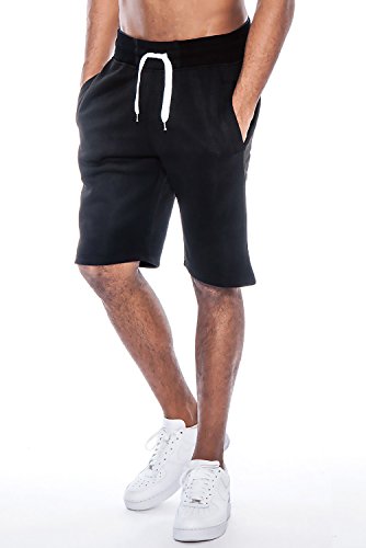 True Rock Men's William Fleece Casual Shorts-Black-Large