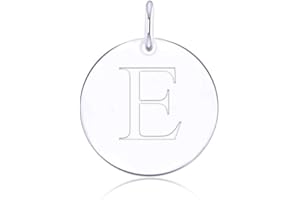 LGSY 925 Sterling Silver Mini Initial Disc Round Charm Pendant for Women Jewelry