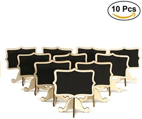 TIENO 10pcs Mini Easel Edge Chalkboards Message Blackboard Labels Sign Board Writing Decoration for Ceremony Wedding Party Christmas Gift