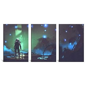 3 Panel Astronaut in Mysterious Space x 3 Panels