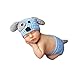 Zeroest Baby Photography Props Boy Girl Photo Shoot Outfits Newborn Crochet Costume Infant Knitted Clothes Puppy Hat Shorts (Blue)