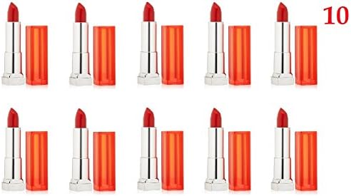 (10 Pack) - VALUE PACK! - Maybelline New York Colorsensational Lipcolor, 890 Neon Red