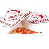 White Clamshell Pizza Slice Boxes with "FRESH